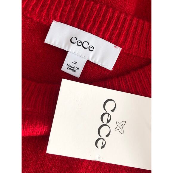 CeCe Crew Neck Sweater Women's 3X Rhinestone Bow Red NEW - Picture 5 of 9